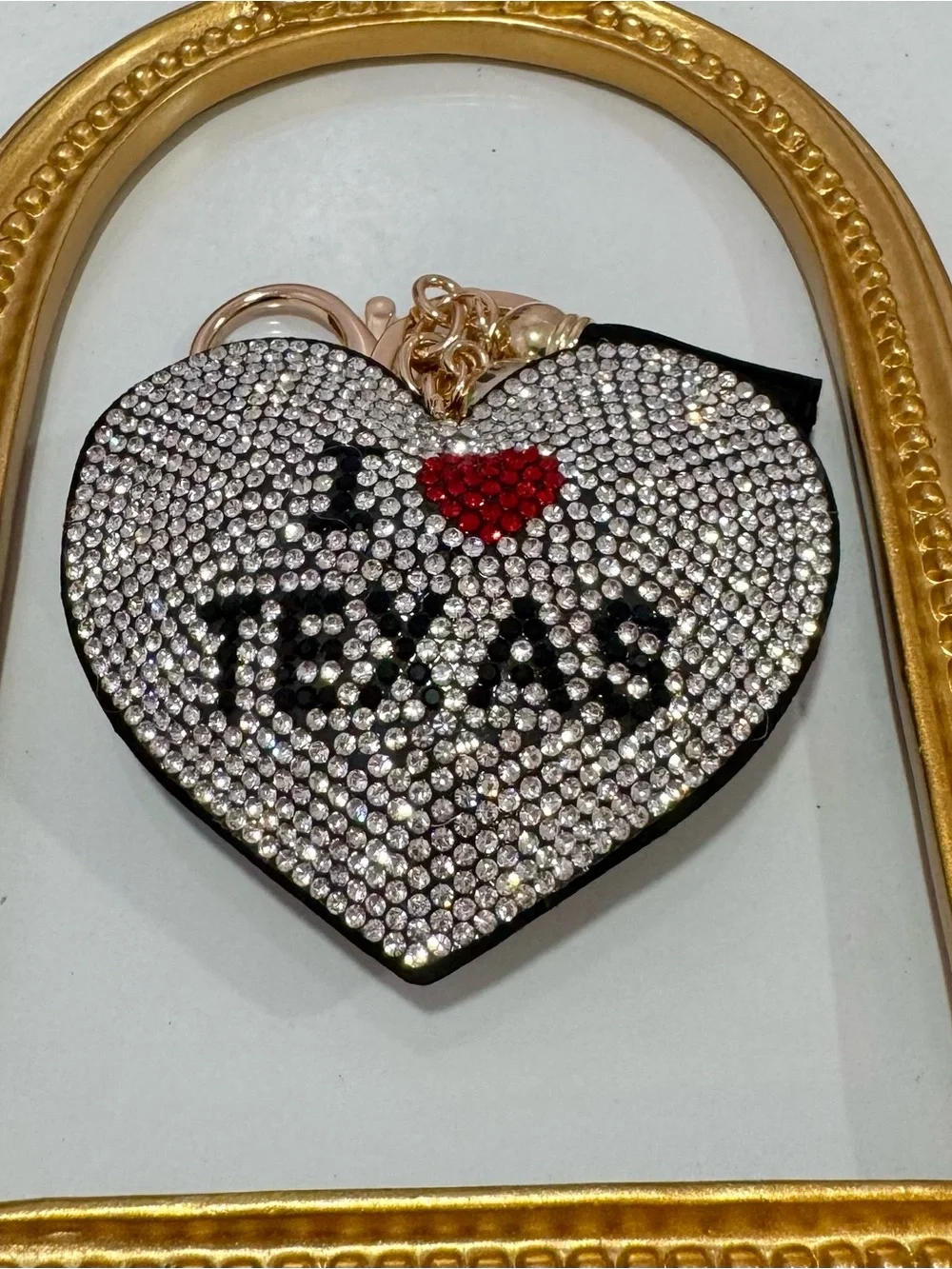 New Silver Crystal Heart 'I ♥ Texas' Keychain